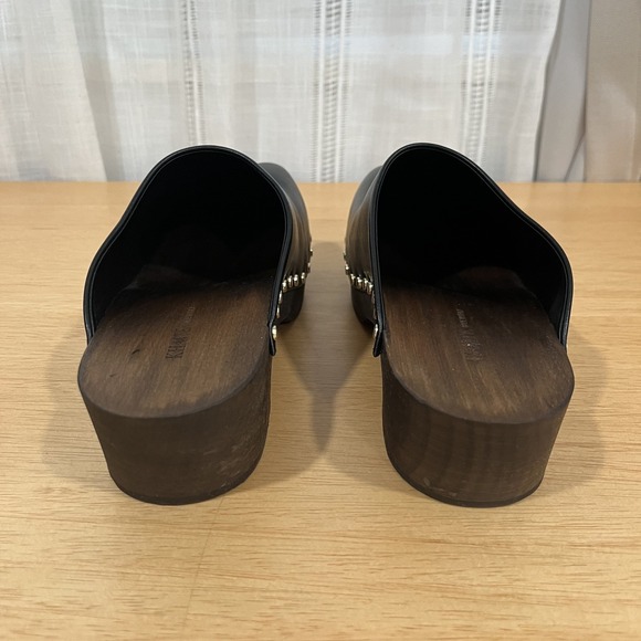 KHAITE Studded Black Leather Wooden Clogs Size EU 41 US 10/10.5 - Picture 5 of 15
